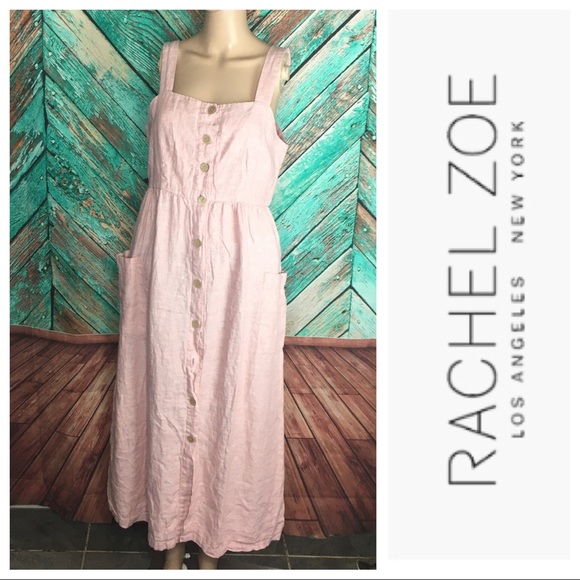 Rachel Zoe Dresses & Skirts - Rachel Zoe Pink Linen Front Button Dress